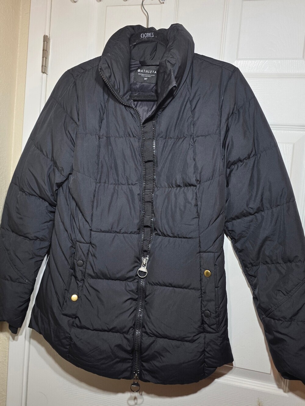 Athleta Women's MT Black Puffer Jacket Full Zip Quilted Winter Coat